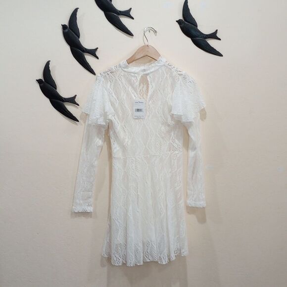 Free People Rock Candy Lace Mock Neck Dress Ivory Size XS NWT $128 Retail - Picture 11 of 15